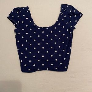 Charlotte Russe blue polka dot crop top size S